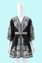 Midnight Paisley Satin Dress