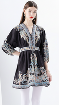 Midnight Paisley Satin Dress