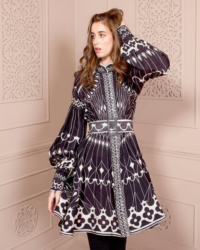 Midnight Mosaic Shirt Dress
