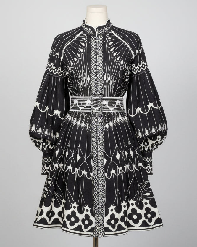 Midnight Mosaic Shirt Dress