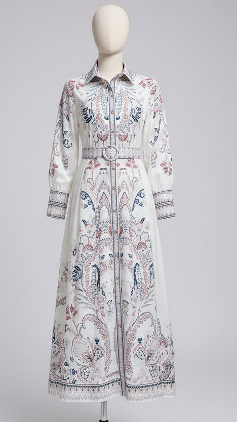 Petal & Navy Scroll Maxi
