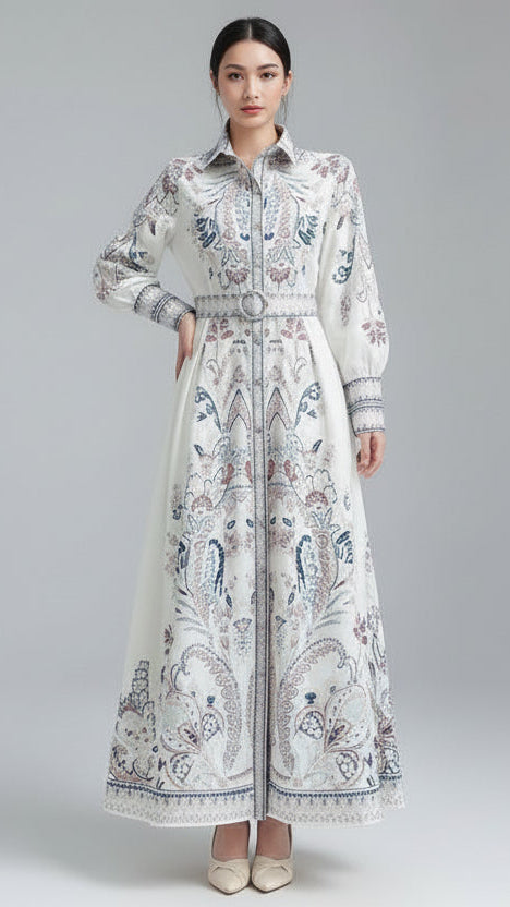 Petal & Navy Scroll Maxi